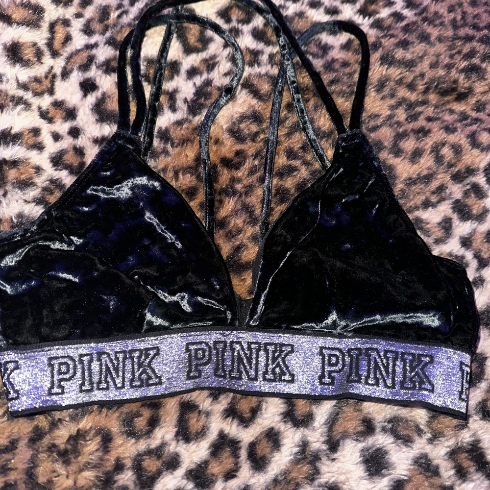 PINK Victoria's Secret Black Velvet Bralette